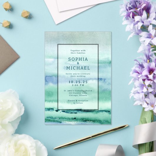 Watercolor Acrylic Wedding Invitation Template アクリル招待状 (インサイチュ (ウェディング))
