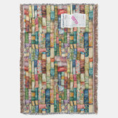 Watercolor Aesthetic Stacked Books スローブランケット (正面縦)