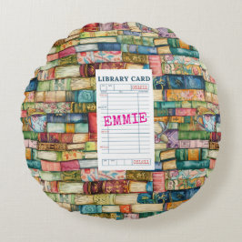 Watercolor Aesthetic Stacked Books ラウンドクッション