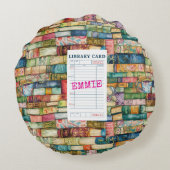 Watercolor Aesthetic Stacked Books ラウンドクッション (裏面)