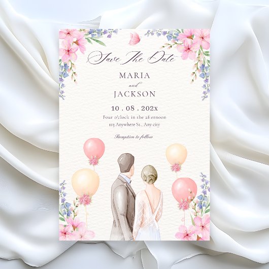 Watercolor Aesthetic wedding  セーブザデート