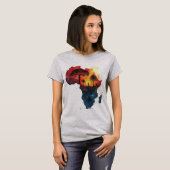 Watercolor Africa Sunset Silhouette Art Print Tシャツ (正面フル)