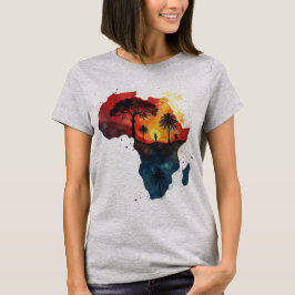 Watercolor Africa Sunset Silhouette Art Print Tシャツ