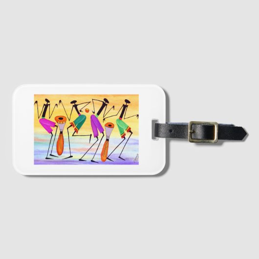 Watercolor, African Art Expressing Happiness  ラゲッジタグ (正面横)