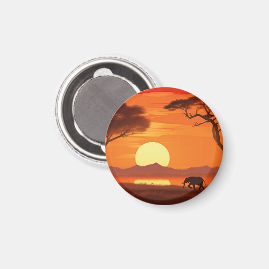 Watercolor African Safari  マグネット (正面/裏面)