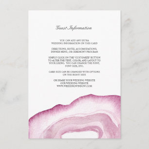 Watercolor Agateの挿結婚入カード モーブピンク エンクロージャーカード