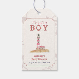 Watercolor Ahoy Nautical Lighthouse Baby Shower ギフトタグ