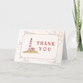 Watercolor Ahoy Nautical Lighthouse Baby Shower サンキューカード