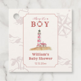Watercolor Ahoy Nautical Lighthouse Baby Shower フェイバータグ