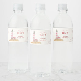 Watercolor Ahoy Nautical Lighthouse Baby Shower ペットボトルラベル