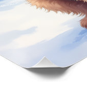 Watercolor Airedale Terrier Snowy Christmas ポスター (コーナー)