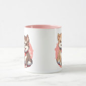 Watercolor Akita Puppies マグカップ (中央)