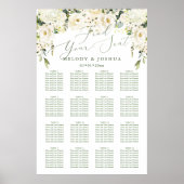Watercolor Alabaster Roses Seating Chart ポスター (正面)