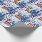 Watercolor Alaskan Malamute Reindeer Christmas ラッピングペーパー (角)