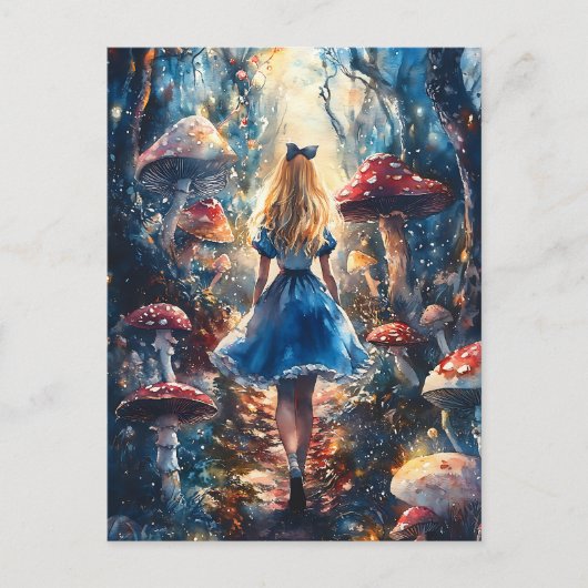 Watercolor Alice in Wonderland ポストカード (正面)