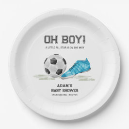 Watercolor All Star Soccer Sport Boy Baby Shower  ペーパープレート