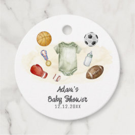 Watercolor All Star Sports bodysuit Baby Shower フェイバータグ