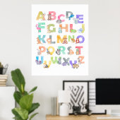 Watercolor Alphabet Animals ポスター (ホームオフィス)