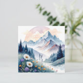 Watercolor Alpine Landscape with Wildflowers カード (スタンド正面)