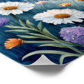 Watercolor Alpine Landscape with Wildflowers ポスター (角)