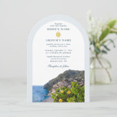 Watercolor Amalfi Coast Arch Italy Lemons Wedding 招待状 (スタンド正面)