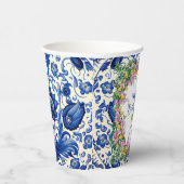 Watercolor Amalfi Coast Pink Lemons Bridal Shower 紙コップ (右)