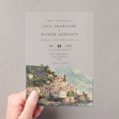 Watercolor Amalfi Italy Destination Wedding アクリル招待状 (インサイチュ (ポータブル))