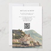 Watercolor Amalfi QR Code Italian Wedding 招待状 (裏面)