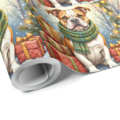 Watercolor American Bulldog Christmas Holiday ラッピングペーパー (ロールコーナー)