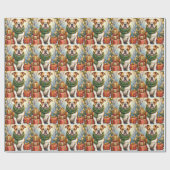 Watercolor American Bulldog Christmas Holiday ラッピングペーパー (フラット)