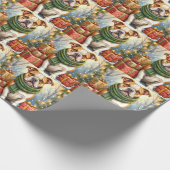 Watercolor American Bulldog Christmas Holiday ラッピングペーパー (角)