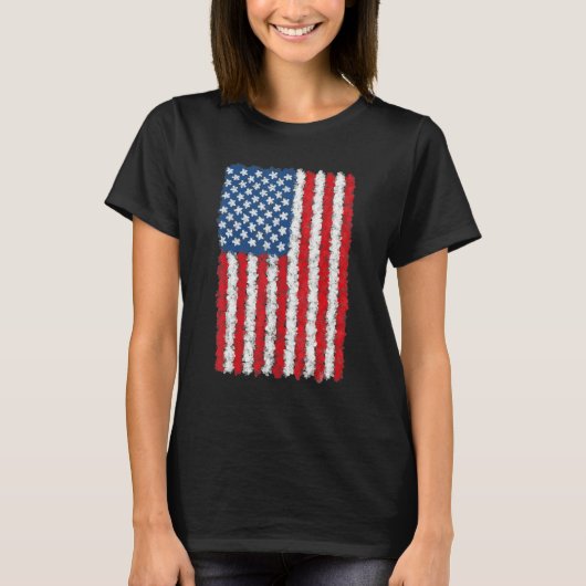 Watercolor American Flag Usa America Us Patriotic Tシャツ (正面)