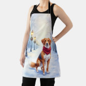 Watercolor American Foxhound Snowy Lamppost エプロン (インサイチュ)
