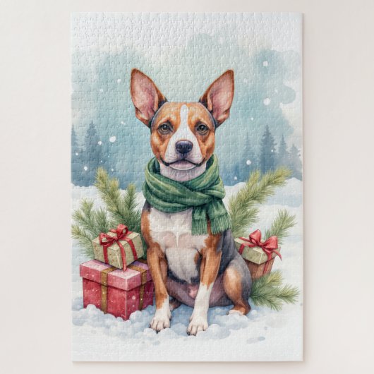 Watercolor American Staffordshire Terrier Rustic ジグソーパズル (縦)