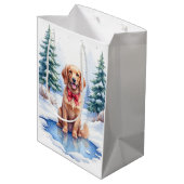 Watercolor American Water Spaniel Frozen Pond ミディアムペーパーバッグ (裏面アングル)