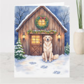 Watercolor Anatolian Shepherd Dog Rustic Barn カード (正面)
