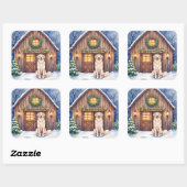 Watercolor Anatolian Shepherd Dog Rustic Barn スクエアシール (シート)