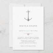 Watercolor Anchor Nautical Wedding Invitation 案内状 (正面)