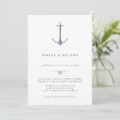 Watercolor Anchor Nautical Wedding Invitation 案内状 (スタンド正面)