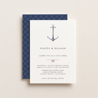 Watercolor Anchor Nautical Wedding Invitation 案内状