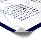 WATERCOLOR ANCHOR NAVY NAUTICAL SEATING CHART ポスター (角)