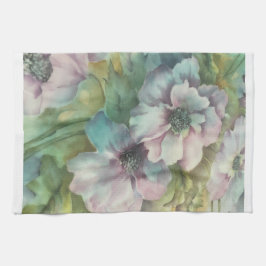 Watercolor Anemone Floral • Elegant Kitchen Decor キッチンタオル