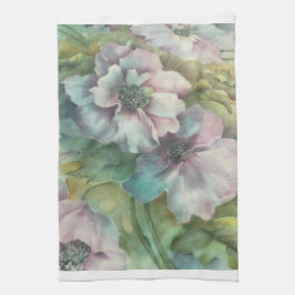 Watercolor Anemone Floral • Elegant Kitchen Decor キッチンタオル