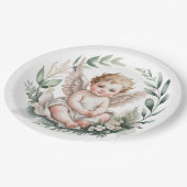 Watercolor Angel Wings Baptism  ペーパープレート (アングル)