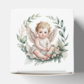 Watercolor Angel Wings Baptism Green フェイバーボックス (上部)