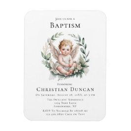 Watercolor Angel Wings Baptism Invite マグネット
