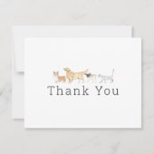 Watercolor Animals Pet Sitter Dog Walker Thank You ノートカード (正面)