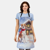 Watercolor Appenzeller Sennenhund Alpine Chalet エプロン (着用した状態)