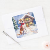 Watercolor Appenzeller Sennenhund Alpine Chalet スクエアシール (封筒)