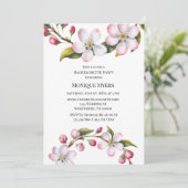 Watercolor Apple Cherry Blossom Bachelorette Party 招待状 (スタンド正面)